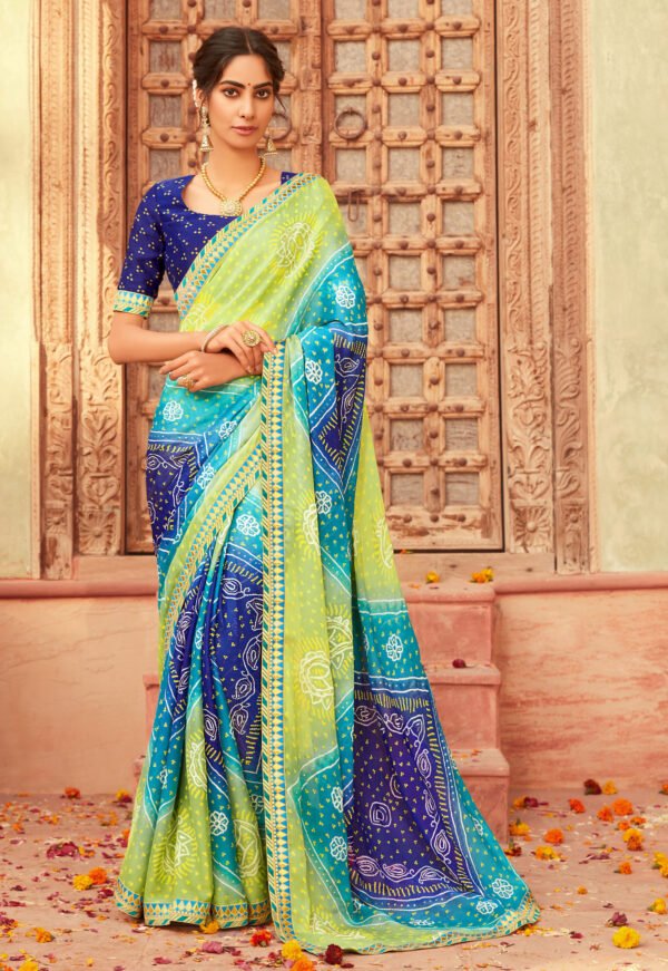 Magenta Regular Wear Bandhani Print Saree In Chiffon Fabric